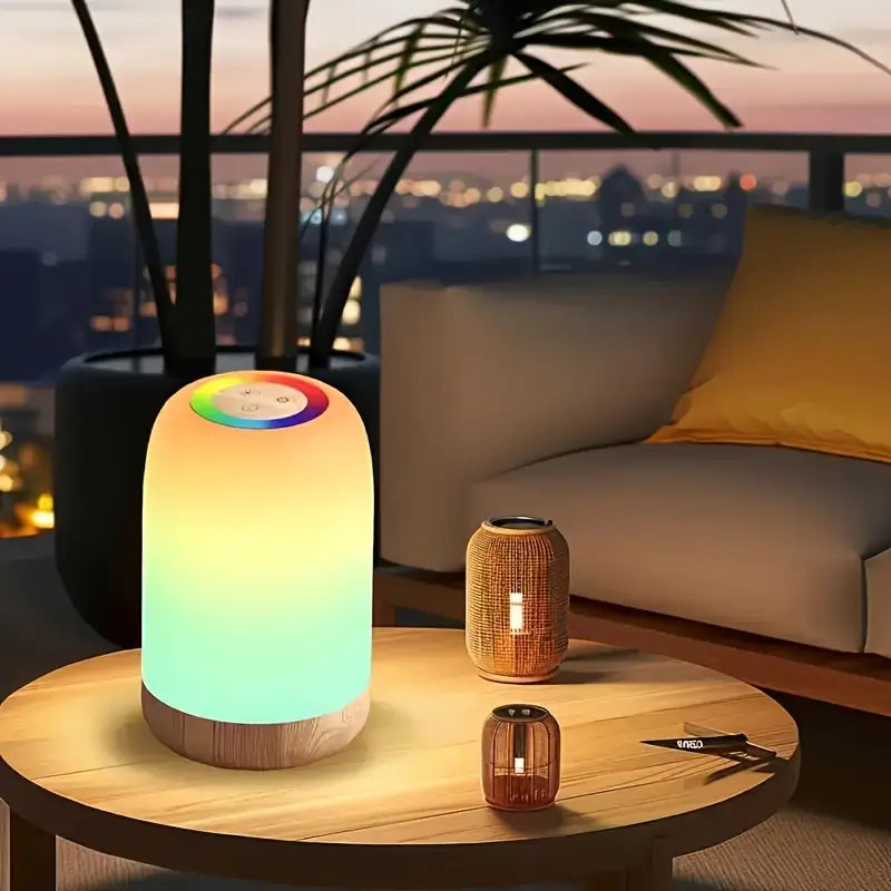 Wood Grain Base Touch Dimming LED Night Light