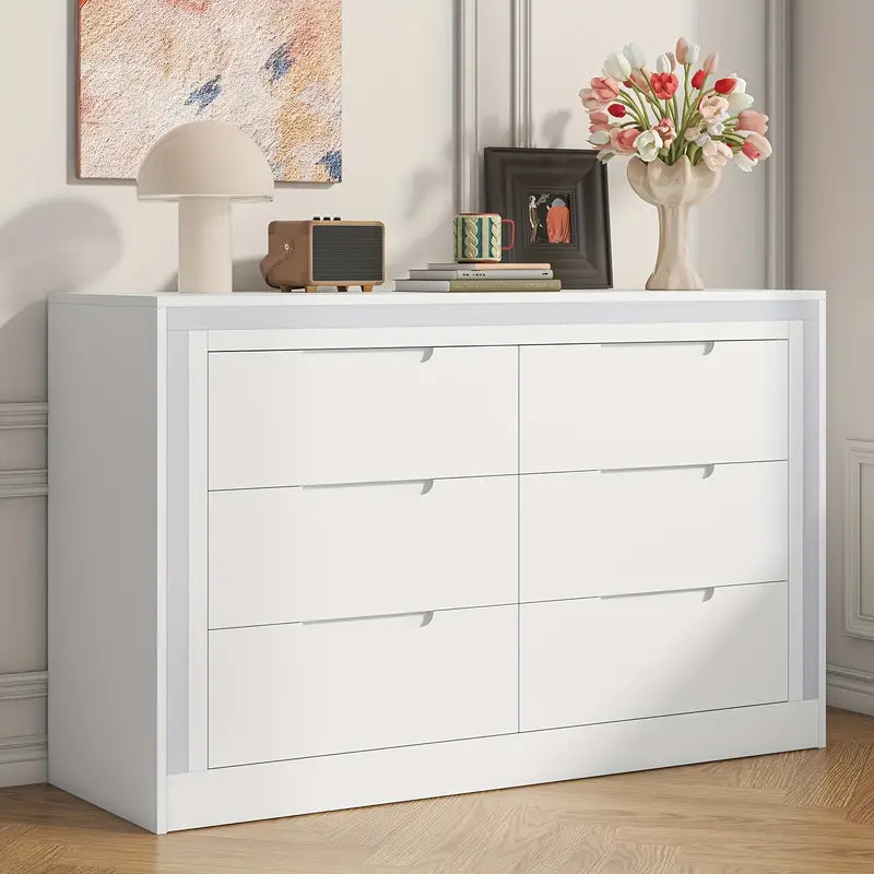 6 Drawer Storage Dresser With LED Light Bar