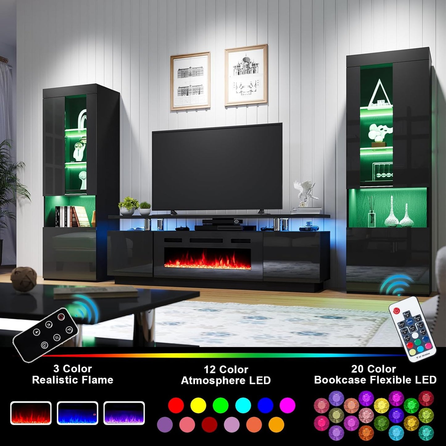 Entertainment Center with Fireplace and Bookcases