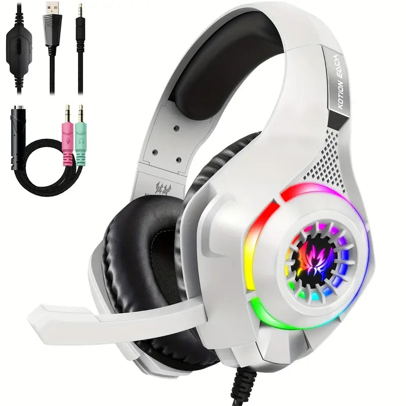 Noise-Cancelling Over-Ear Headphones with LED Lights