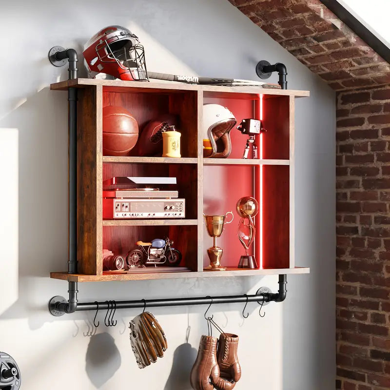 Vintage Rustic Brown LED Floating Shelf