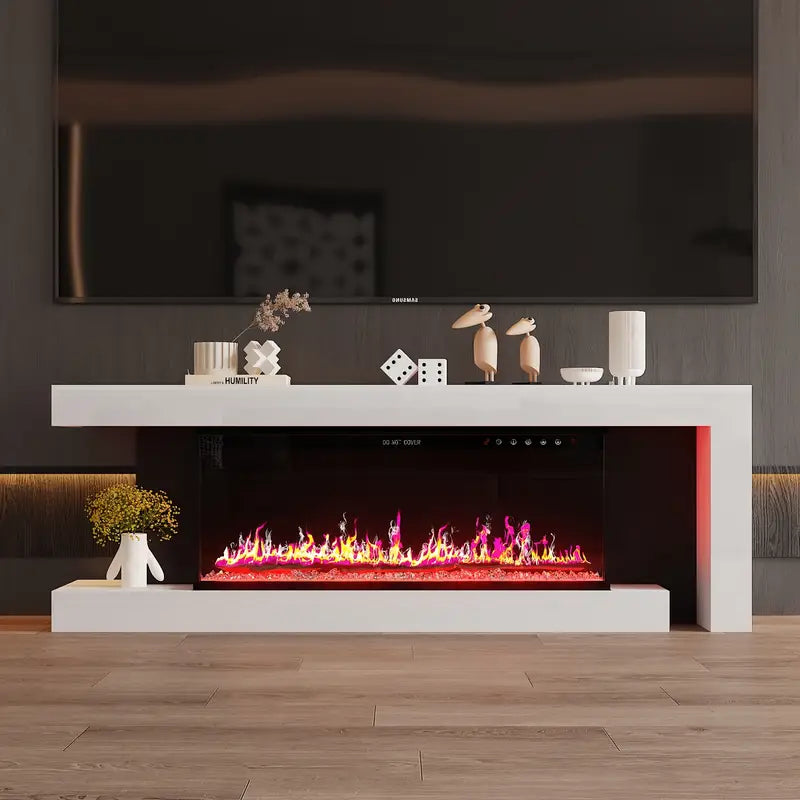 Modern Entertainment Center with Storage & Electric Fireplace