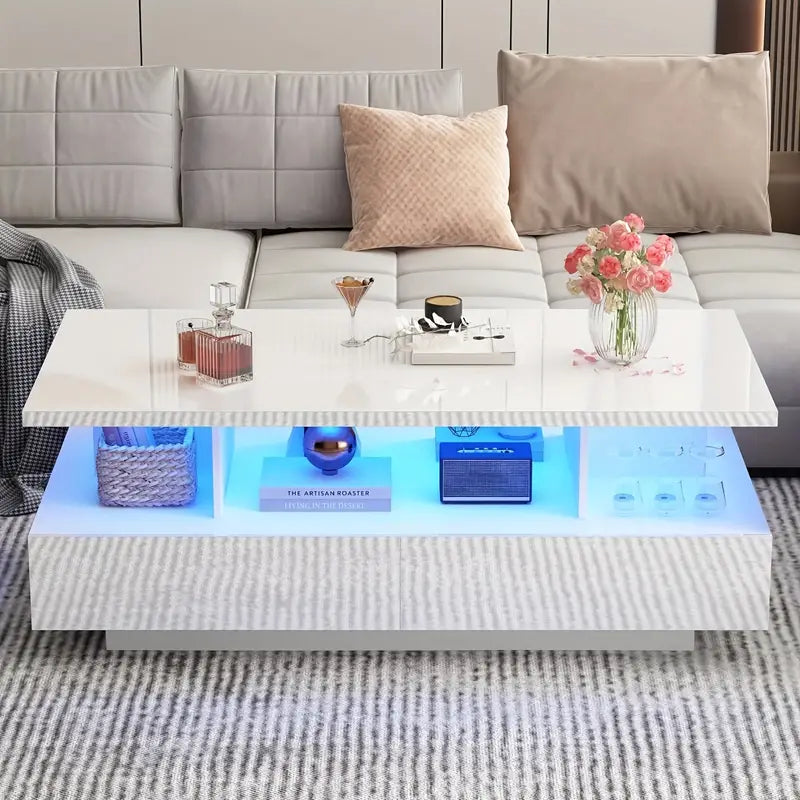 White LED High Glossy Coffee Table