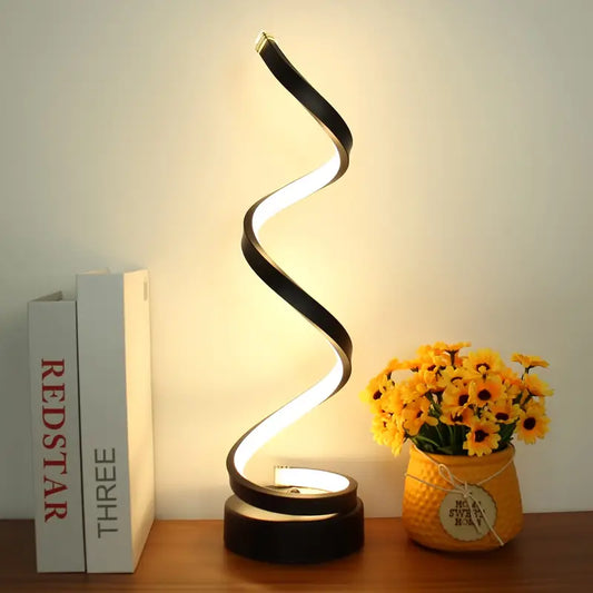 Set of 2 Vintage Inspired Spiral Table Lamps with 3 Color Modes, Adjustable Arms, USB-C Modern Minimalist Design
