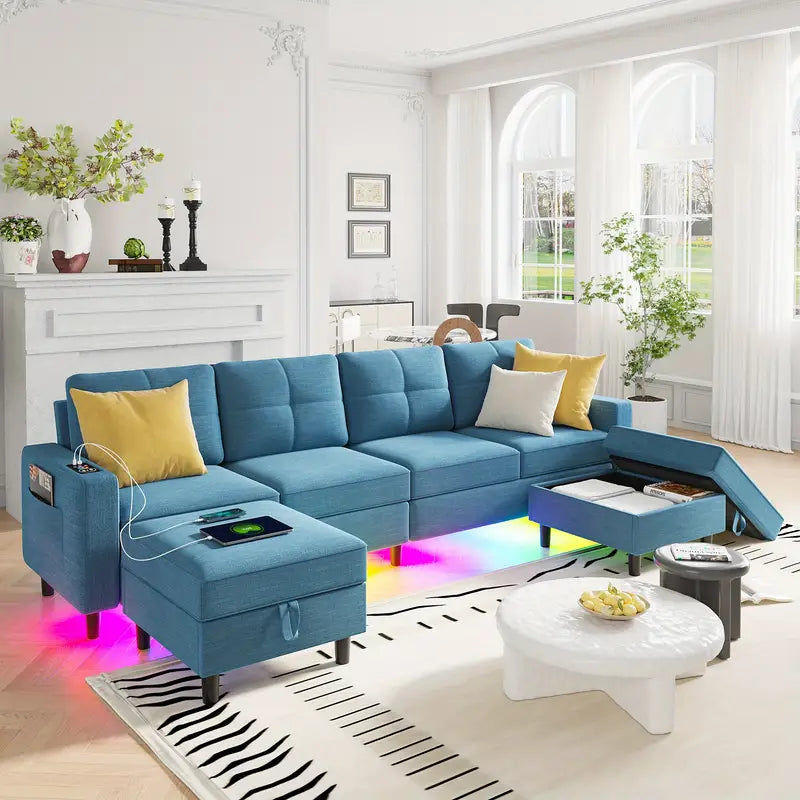 Sectional Sofa with Charging Station