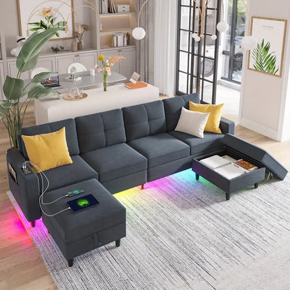 Sectional Sofa with Charging Station