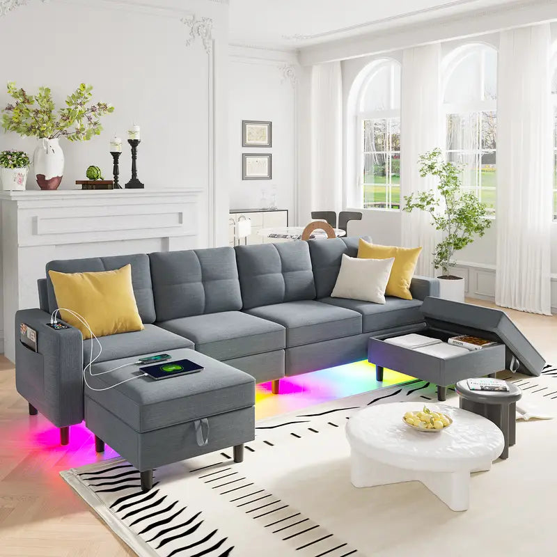 Sectional Sofa with Charging Station
