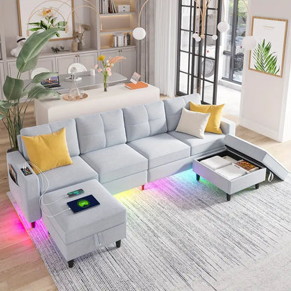 Sectional Sofa with Charging Station