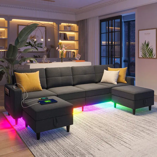 Sectional Sofa with Charging Station