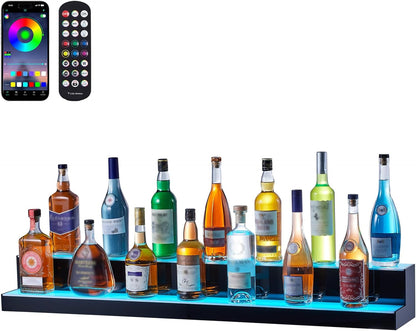 LED Lighted Liquor Bottle Display, 2 Tiers 48 Inch