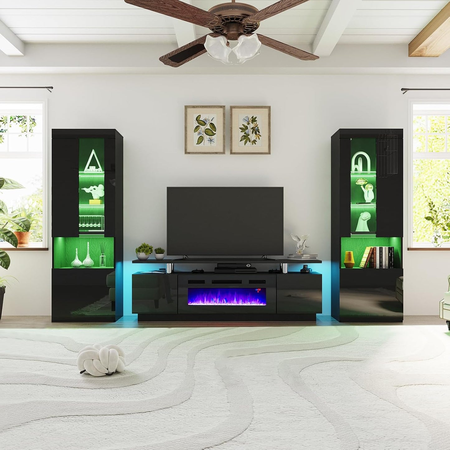 Entertainment Center with Fireplace and Bookcases