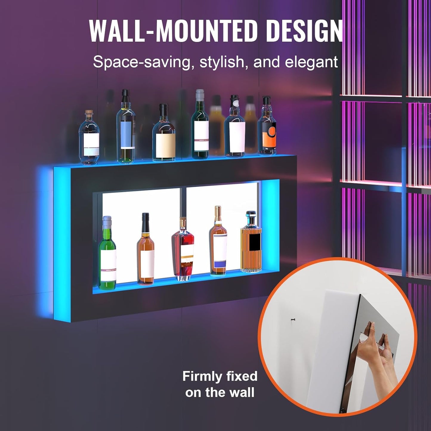 LED Lighted Liquor Bottle Display Shelf