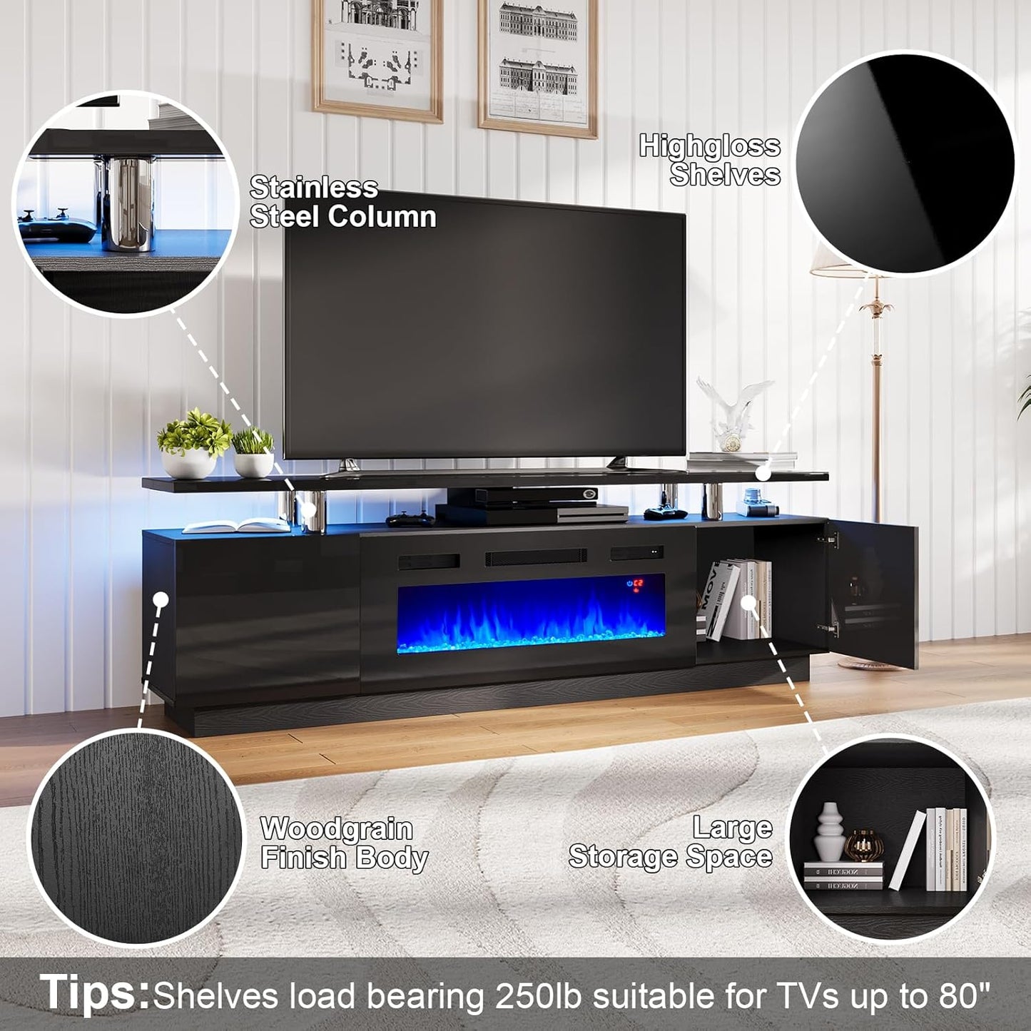 Entertainment Center with Fireplace and Bookcases