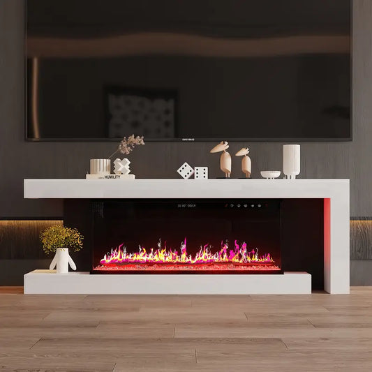 Modern Entertainment Center with Storage & Electric Fireplace