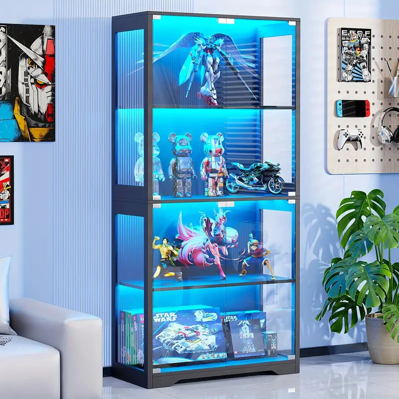 Glass Display Cabinet with 3 Color LED Lighting