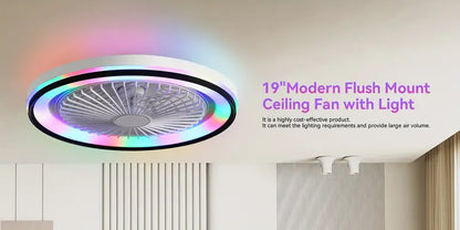 19-Inch Modern Ceiling Fan With RGB Color Changing Light