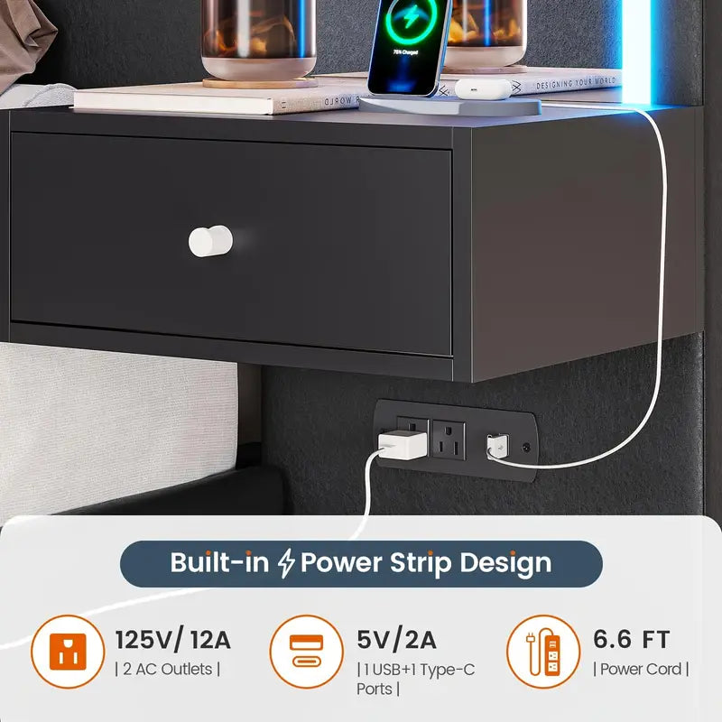 Full Size LED Mirror Bed Frame