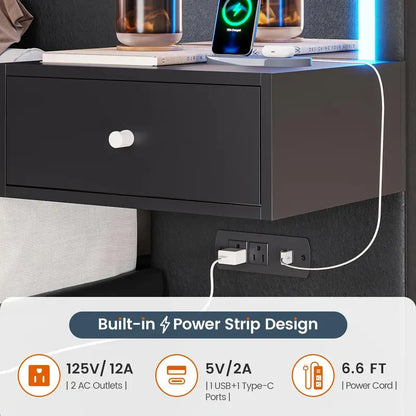 Full Size LED Mirror Bed Frame