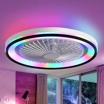 19-Inch Modern Ceiling Fan With RGB Color Changing Light